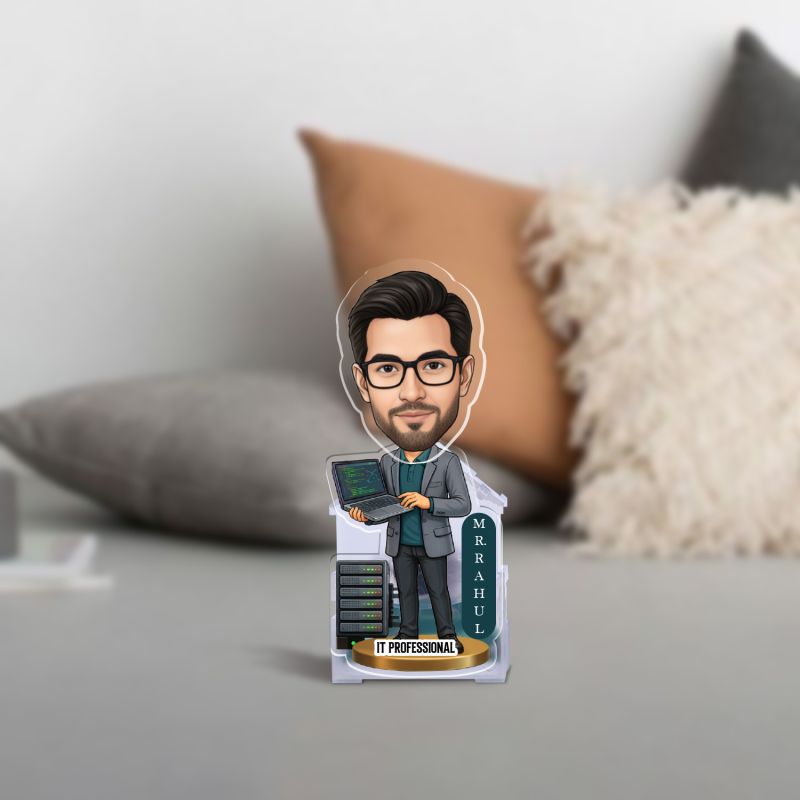 Personalized IT Professional Bobblehead Caricature  Battery Powered Shaking Head Feature Software Engineer Office Desk Decor  Creative Office Gift for IT Pros & Coders